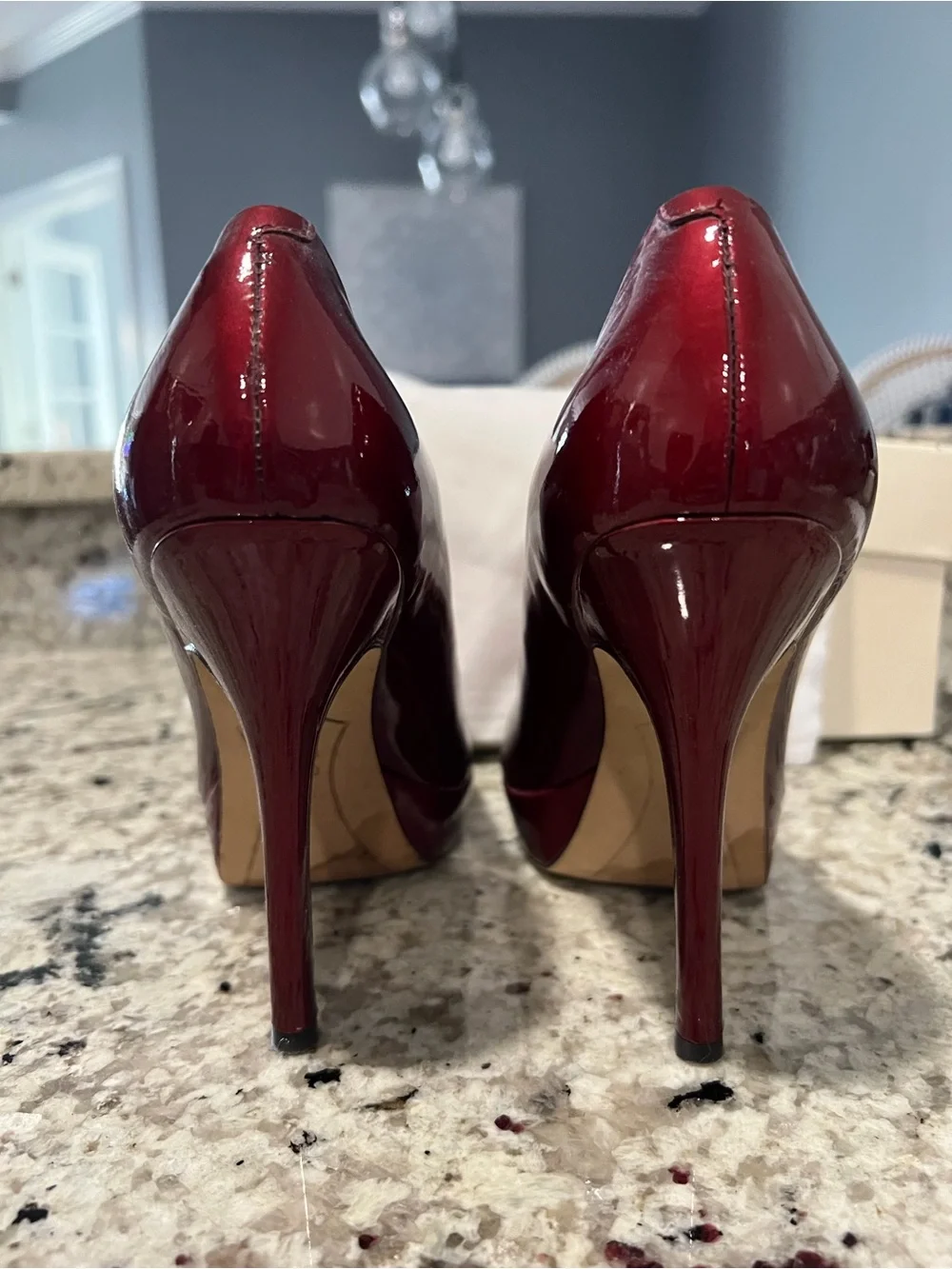 Joan & David Women's Burgundy Red Patent Leather Platform Pumps. Size 6.